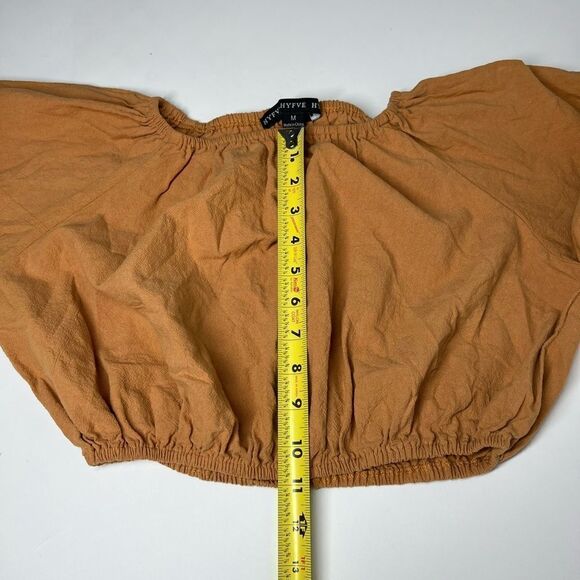 Hyfve Balloon Sleeve Off Shoulder Top - Caramel Size M - Picture 5 of 11